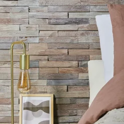 Woodbord Plaquette de parement mural décoratif en bois - 1-1,8 x 18 x 49,5 cm - Huilé Blanchi