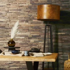 Plaquette de parement mural décoratif en bois - 1-1,8 x 18 x 49,5 cm - Huilé Bruni-Woodbord Sale