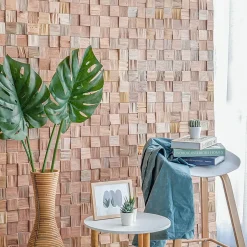 Plaquette de parement mural décoratif en bois - 0,8-1,8 x 36 x 36 cm - Lot de 4 - Aspect Mosaïque-Woodbord Sale