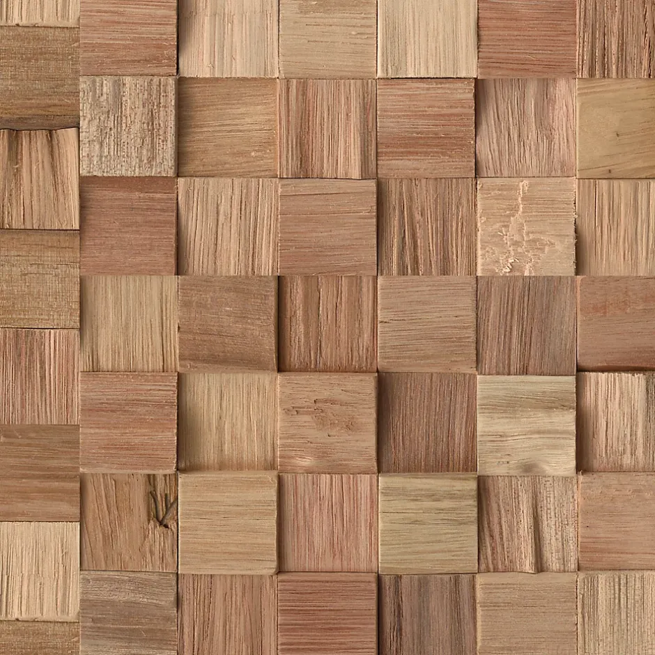 Plaquette de parement mural décoratif en bois - 0,8-1,8 x 36 x 36 cm - Lot de 4 - Aspect Mosaïque-Woodbord Sale