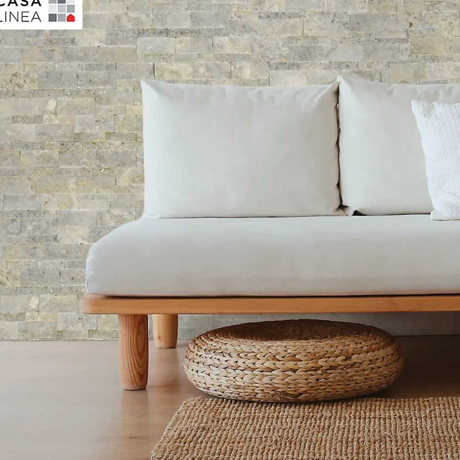 Plaquette de parement pierre naturelle et travertin mix gris-Casa Linea