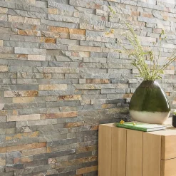 Plaquette de parement Slim 2 pierre naturelle multicouleur (vendue au carton)