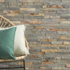 Plaquette de parement Slim 2 pierre naturelle multicouleur (vendue au carton)