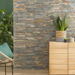 Plaquette de parement Slim 2 pierre naturelle multicouleur (vendue au carton)