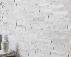 Plaquette de parement Stella pierre naturelle marbre blanc (vendue au carton)