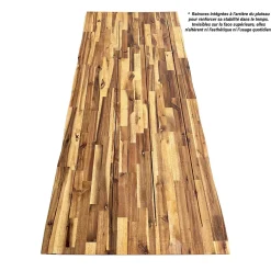 Wood&Sens Plateau de Table Acacia bord naturel pré-huilé Teck, L.180 cm x l.80 cm, Ep.26 mm