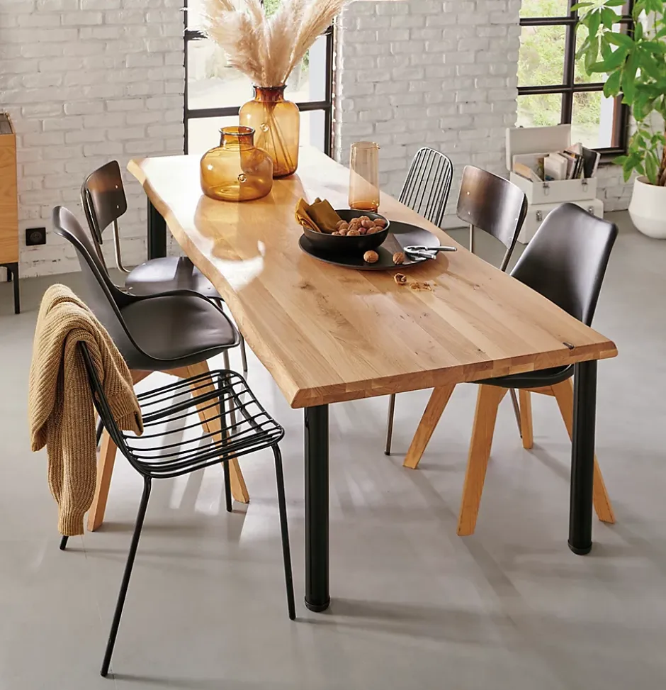 Plateau de table chene rustique huile prolam bords flacheux 80 x 200 cm, ép.40