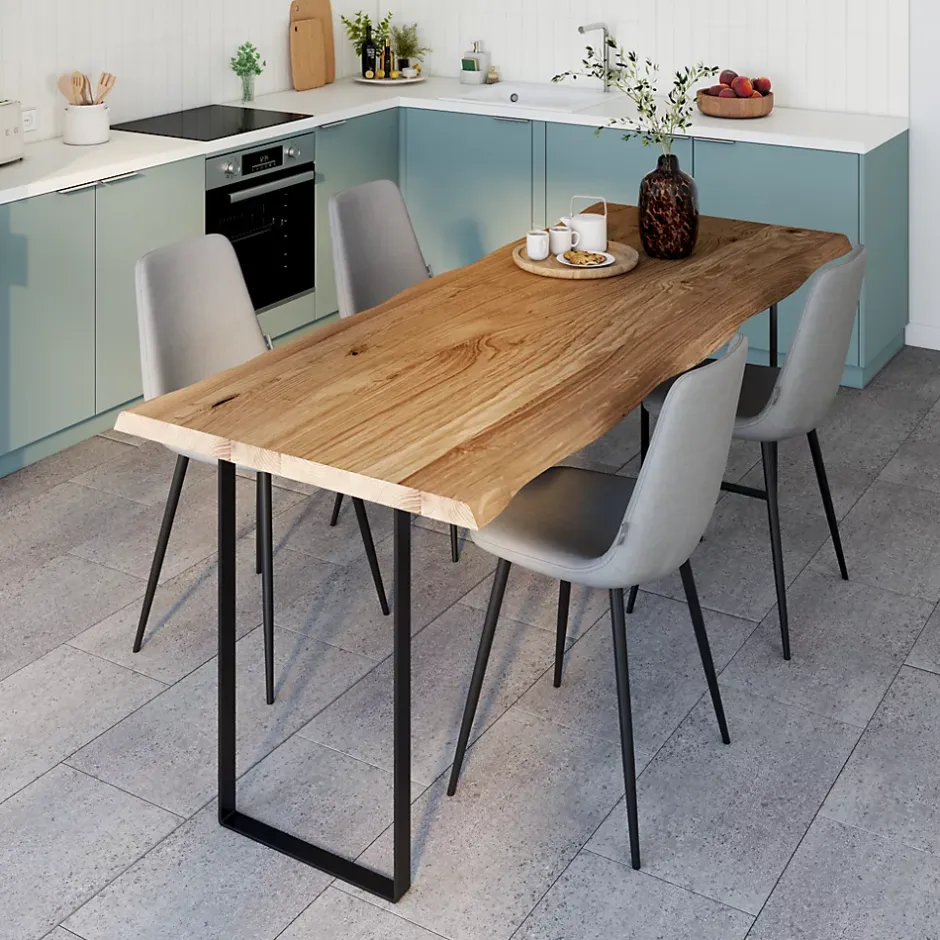 Plateau de table chene rustique huile prolam bords flacheux 80 x 200 cm, ép.40