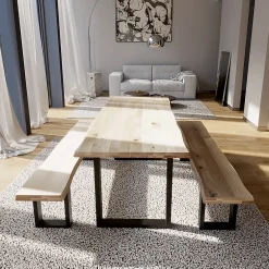 Plateau de table pleines lames Chêne Rustique bord naturel flacheux L.200 X l.80 cm, Ep.40 mm-Wood&Sens Discount