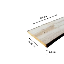 Plateau de table Sapin massif bords naturels flacheux L.200 x l.30-38 cm, Ep.28 mm-Wood&Sens Discount