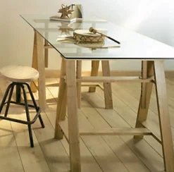 Plateau en verre gris fumé trempé transparent L. 120 cm x l. 70 cm- Best