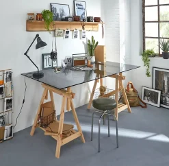 Plateau en verre gris fumé trempé transparent L. 180 cm x l. 100 cm-