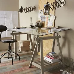 Plateau en verre gris fumé trempé transparent L. 180 cm x l. 100 cm-