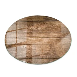 Tulup Plateau en verre trempé fi100 cm Structure de planches en bois