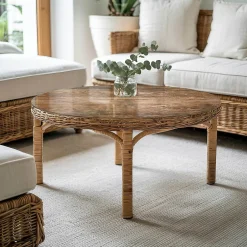 Tulup Plateau en verre trempé fi100 cm Structure de planches en bois