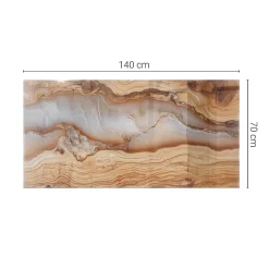 Plateau en verre trempé 140x70 cm Bois naturel avec résine-Tulup Outlet