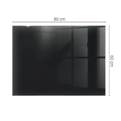Tulup Plateau en verre trempé 80x60 cm Couleur noire lisse