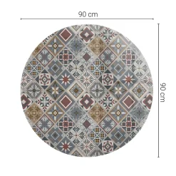 Plateau en verre trempé fi90 cm Motif mosaïque avec ornements-Tulup Hot