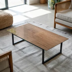 Tulup Plateau en verre trempé 140x70 cm Motif naturel du bois