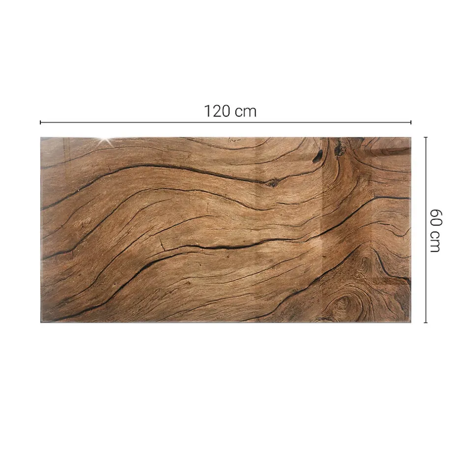 Tulup Plateau en verre trempé 120x60 cm Motif bois