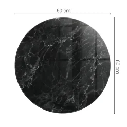 Tulup Plateau en verre trempé fi60 cm Motif de marbre veiné