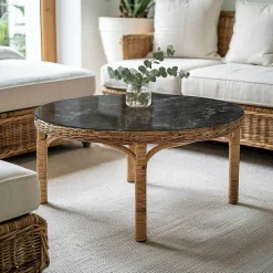 Tulup Plateau en verre trempé fi70 cm Motif de marbre veiné