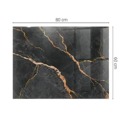 Tulup Plateau en verre trempé 80x60 cm Motif marbré avec veines