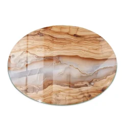 Plateau en verre trempé fi70 cm Bois naturel avec résine-Tulup