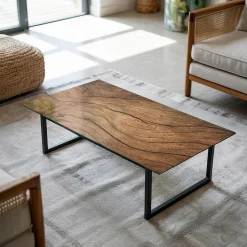 Plateau en verre trempé 140x70 cm Motif bois-Tulup Discount