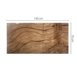 Plateau en verre trempé 140x70 cm Motif bois-Tulup Discount