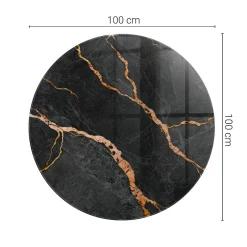 Plateau en verre trempé fi100 cm Motif marbré avec veines-Tulup Online