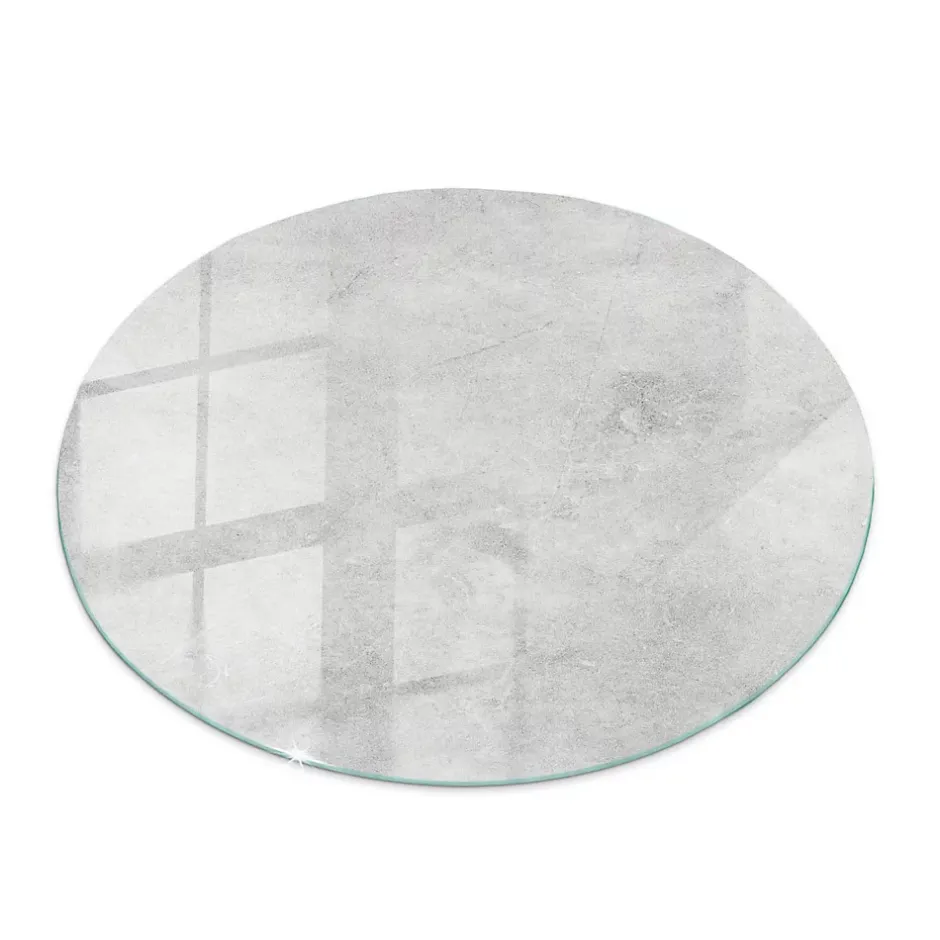 Tulup Plateau en verre trempé fi90 cm Texture de béton avec fissures