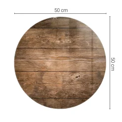 Plateau en verre trempé fi50 cm Structure de planches en bois-Tulup