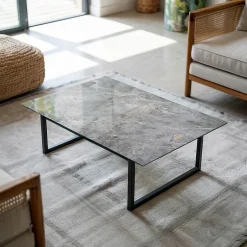 Tulup Plateau en verre trempé 80x60 cm Motif naturel de marbre