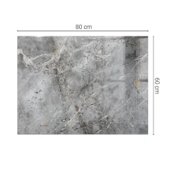 Tulup Plateau en verre trempé 80x60 cm Motif naturel de marbre