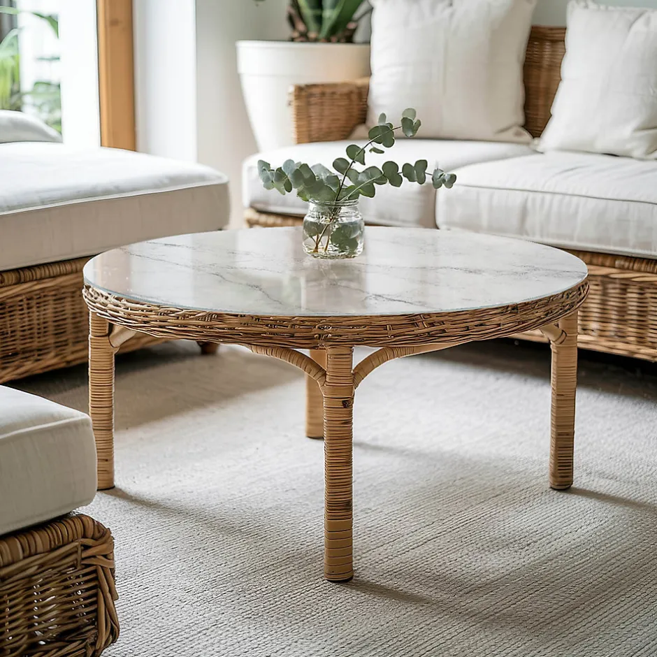 Plateau en verre trempé fi70 cm Motif de surface en marbre-Tulup Sale