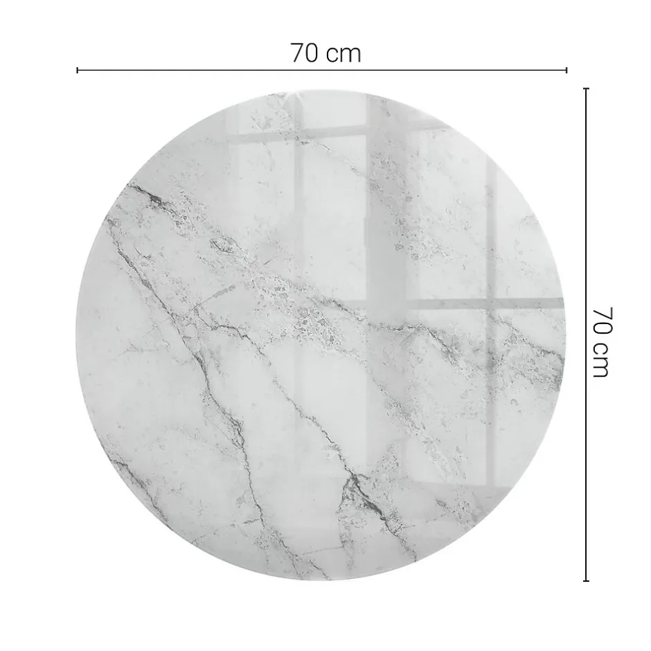 Plateau en verre trempé fi70 cm Motif de surface en marbre-Tulup Sale