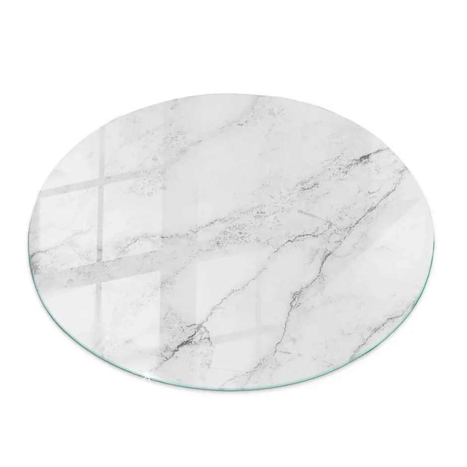 Plateau en verre trempé fi90 cm Motif de surface en marbre-Tulup Best