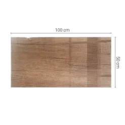 Tulup Plateau en verre trempé 100x50 cm Motif naturel du bois