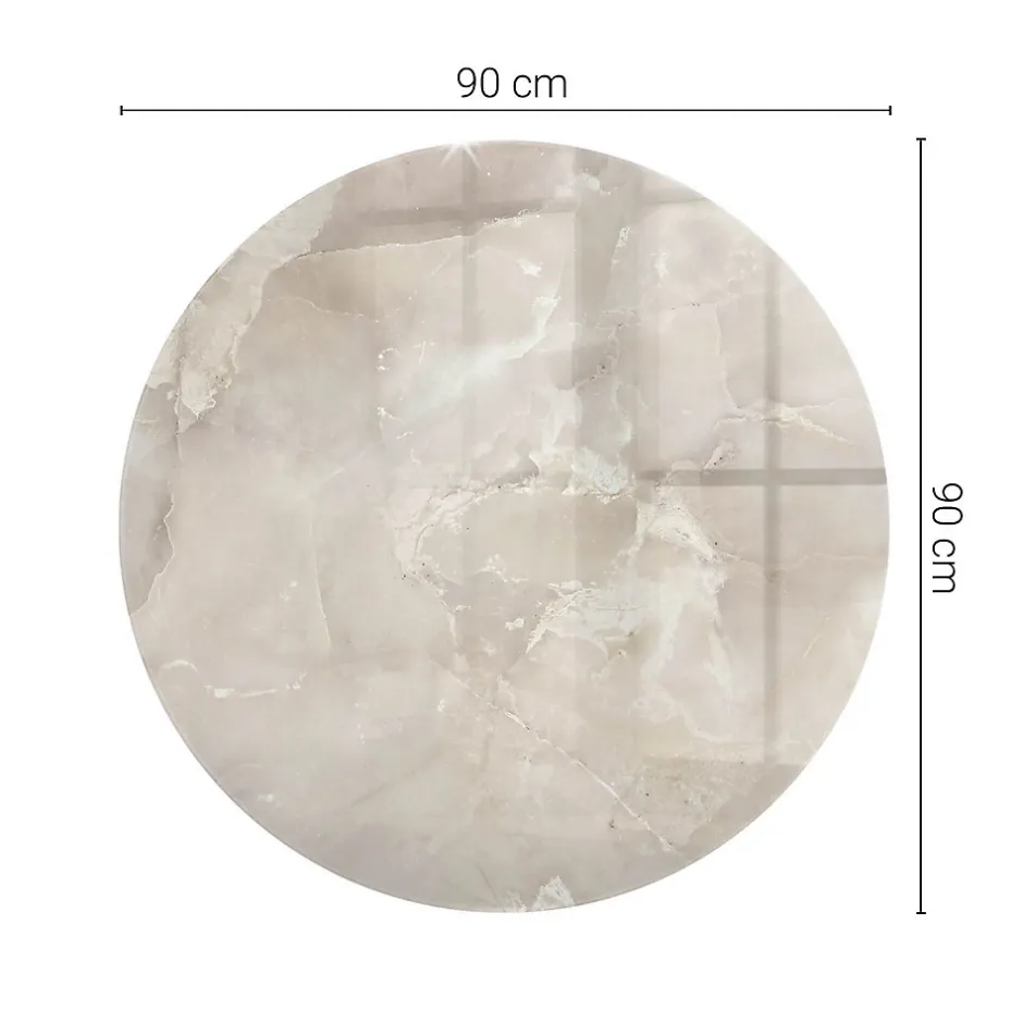 Tulup Plateau en verre trempé fi90 cm Motif texturé de marbre