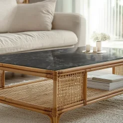 Tulup Plateau en verre trempé 120x60 cm Motif de marbre veiné