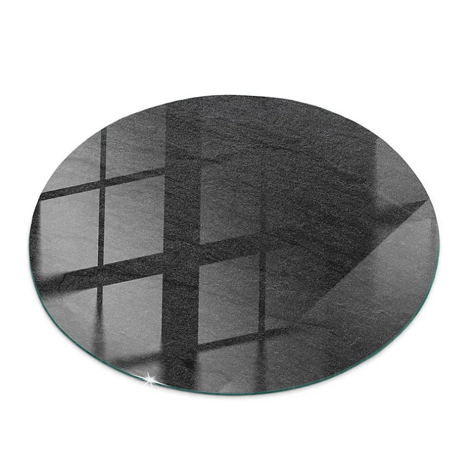 Plateau en verre trempé fi80 cm Texture de pierre naturelle-Tulup Online