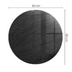 Plateau en verre trempé fi80 cm Texture de pierre naturelle-Tulup Online