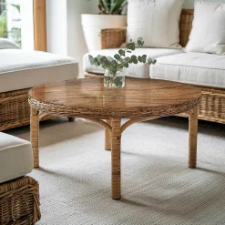 Tulup Plateau en verre trempé fi90 cm Motif bois