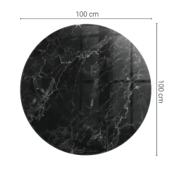 Tulup Plateau en verre trempé fi100 cm Motif de marbre veiné
