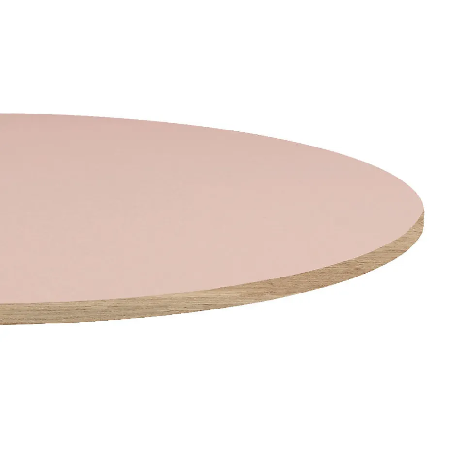 Plateau rond 70cm couleur rose bourbon chants imitation bois --Restootab Outlet