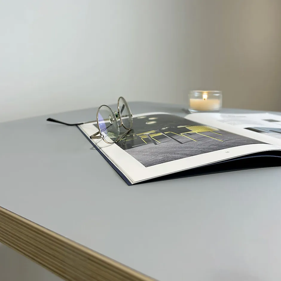 Plateau 110x70 couleur gris medio chants imitation bois --Restootab Discount