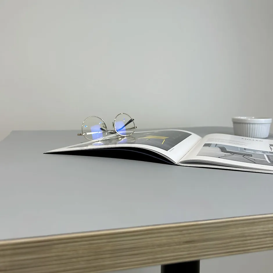 Plateau 110x70 couleur gris medio chants imitation bois --Restootab Discount