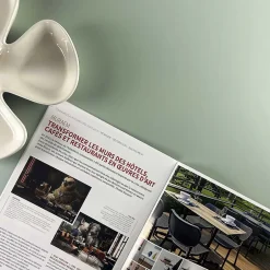 Plateau 60x60 couleur vert celadon chants imitation bois --Restootab Online