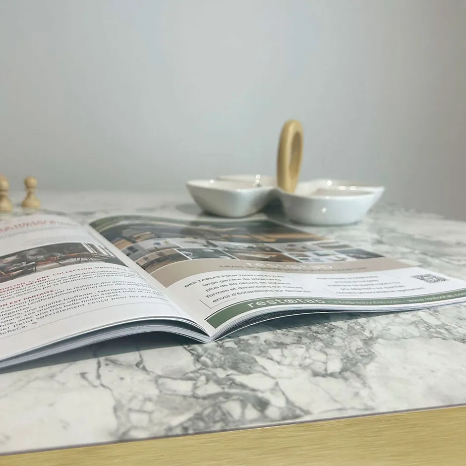 Restootab Plateau 90x90 decor bianca luna chants laiton -